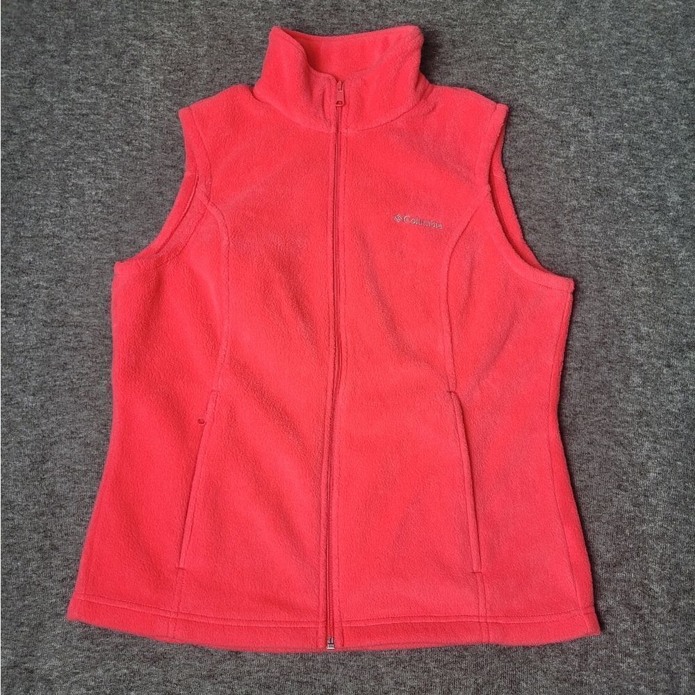 Columbia Vest Womens Size M Pink Fleece Full Zip Lightweight Jacket